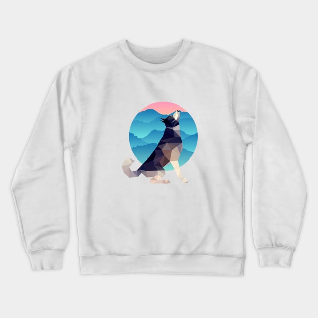 Husky on the forest background Crewneck Sweatshirt by yulia-rb